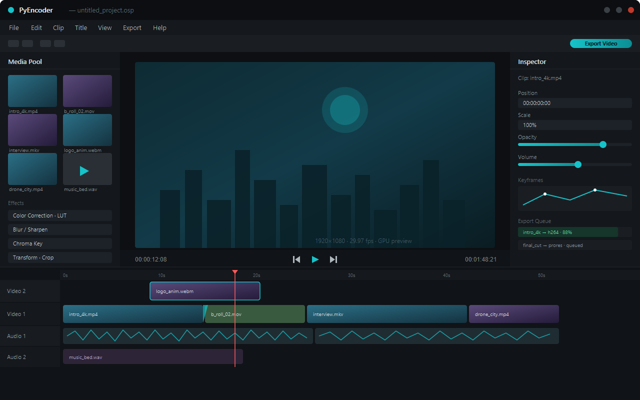 PyEncoder timeline editing